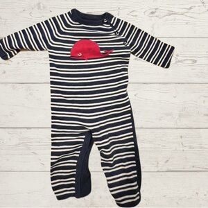 Cashmere blend Striped Navy and Red Whale Kids One Piece